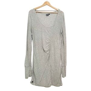 Volcom Gray Ruched Dress Casual Raw Edges Size Large Lightweight Beachy